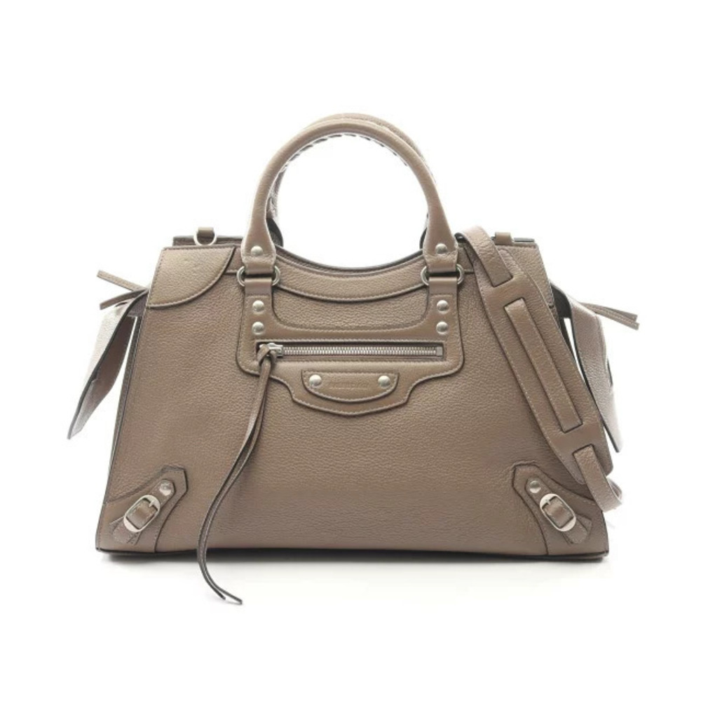 Balenciaga Neo Handbag Leather Beige Cream